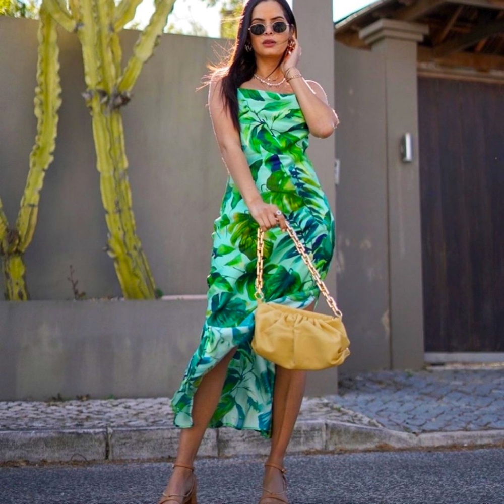 ZARA TROPICAL PRINT SLIP DRESS